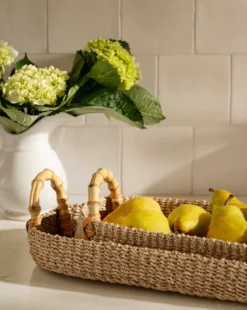 Abaca Tray with Bamboo Handles