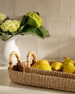 Abaca Tray with Bamboo Handles