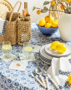 Assorted Floral Motif Linen Cocktail Napkins (Set of 6)