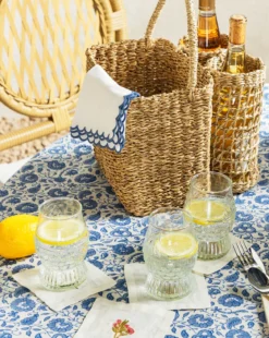 Assorted Floral Motif Linen Cocktail Napkins (Set of 6)