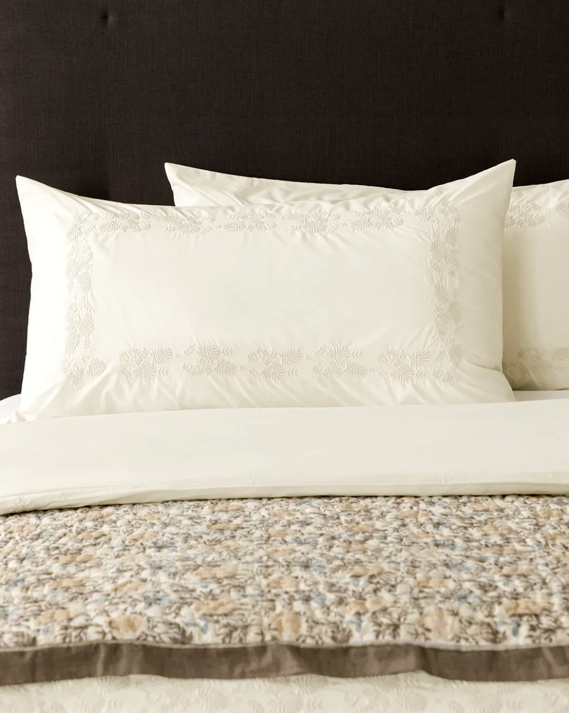 Bianca Organic Percale Embroidered Shams (Set of 2)