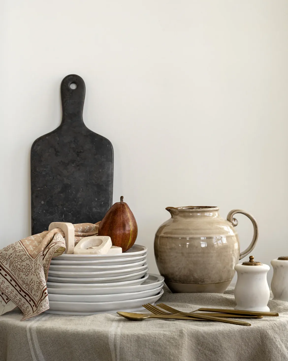 Brown Stoneware Pitcher