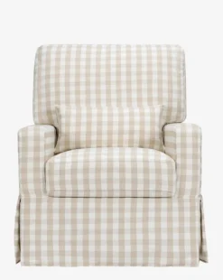 Crawford Pillowback Comfort Swivel Glider in Gingham