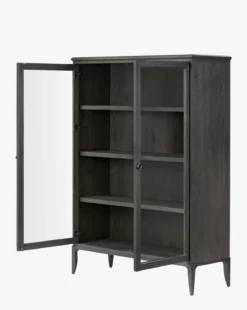 Crestwell Worn Black Oak Cabinet
