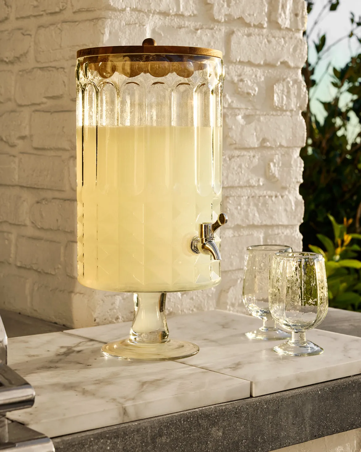 Glass Footed Beverage Dispenser