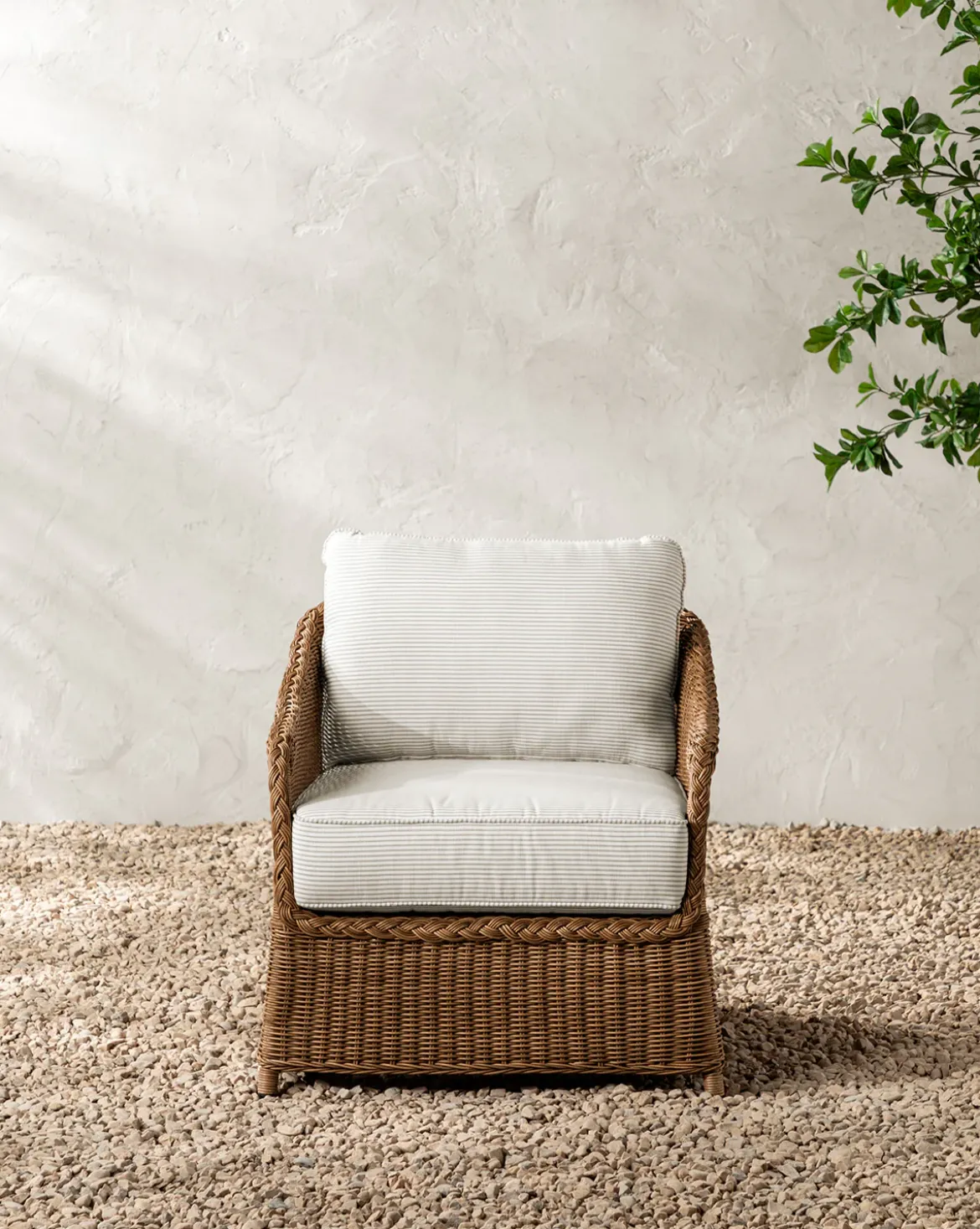 Haviland Outdoor Lounge Chair with Perennials Taupe Stripe