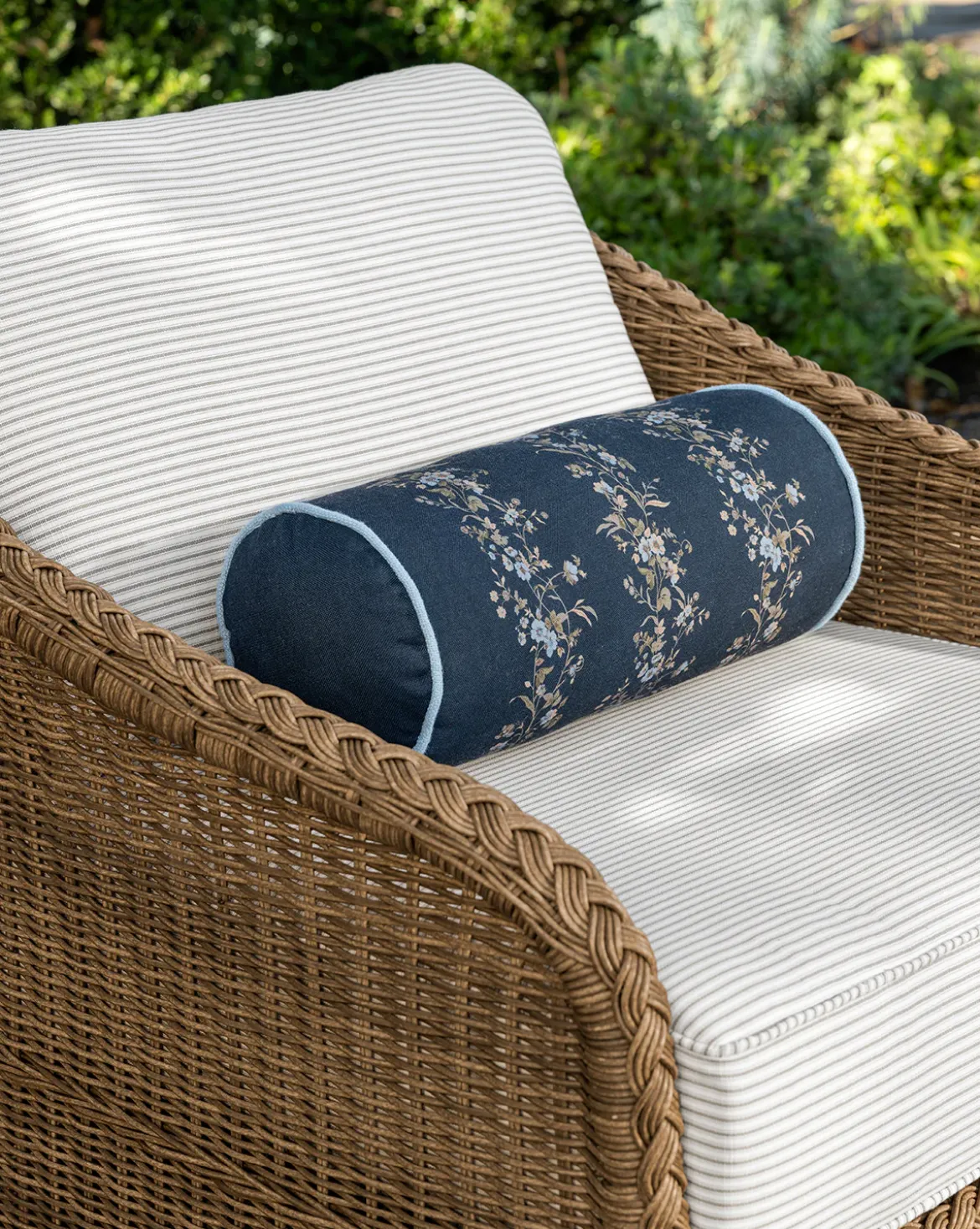 Haviland Outdoor Lounge Chair with Perennials Taupe Stripe