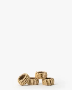 Mango Wood Bead Napkin Rings (Set of 4)