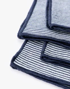 Navy Striped Cocktail Napkins (Set of 4)