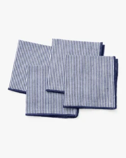 Navy Striped Cocktail Napkins (Set of 4)