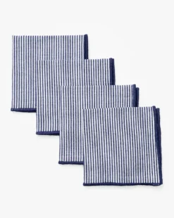 Navy Striped Cocktail Napkins (Set of 4)