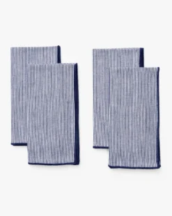 Navy Striped Napkins (Set of 4)