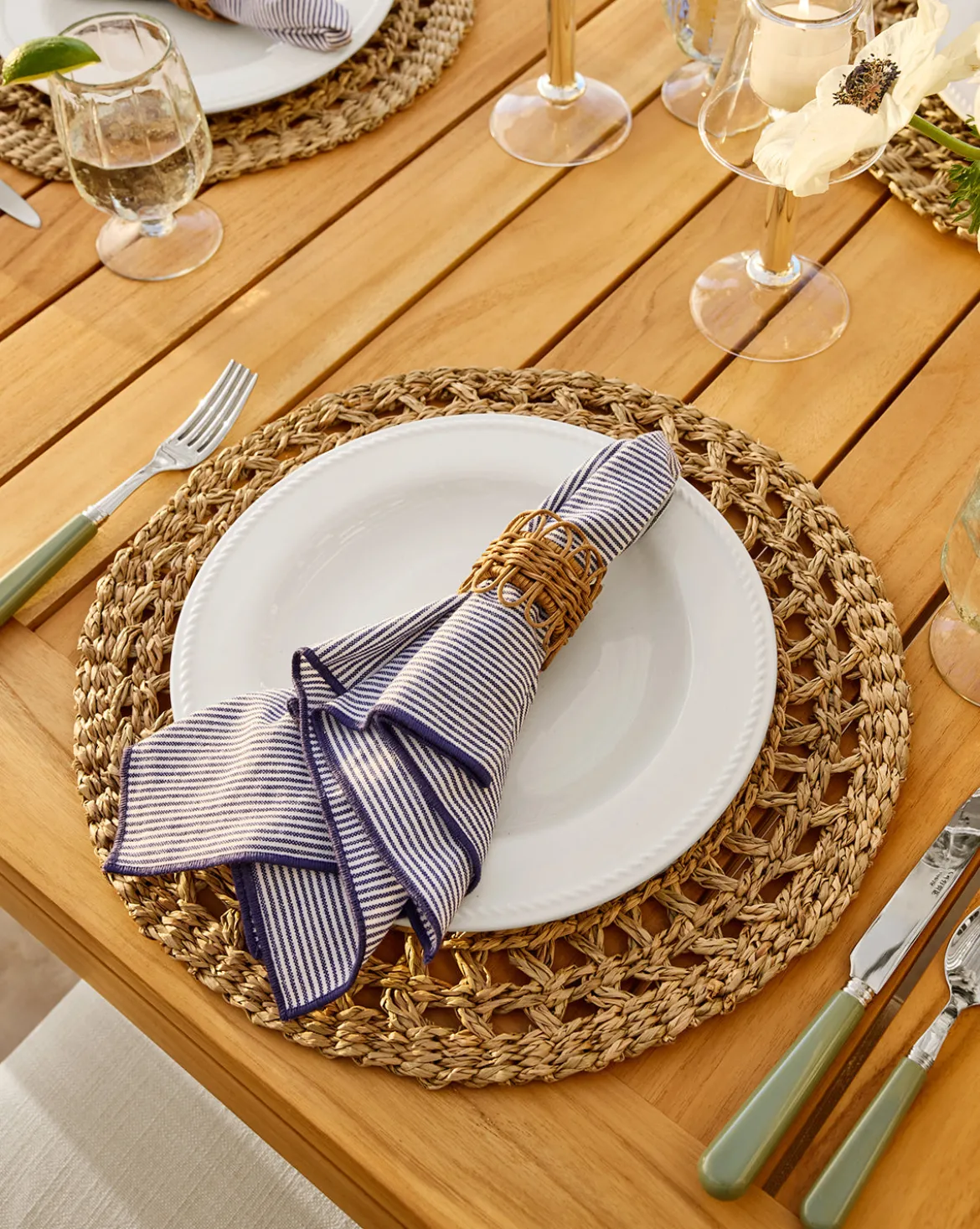 Navy Striped Napkins (Set of 4)