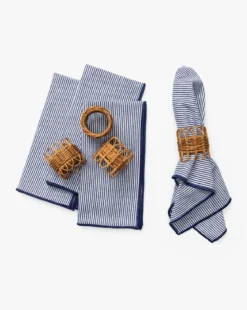 Navy Striped Napkins (Set of 4)