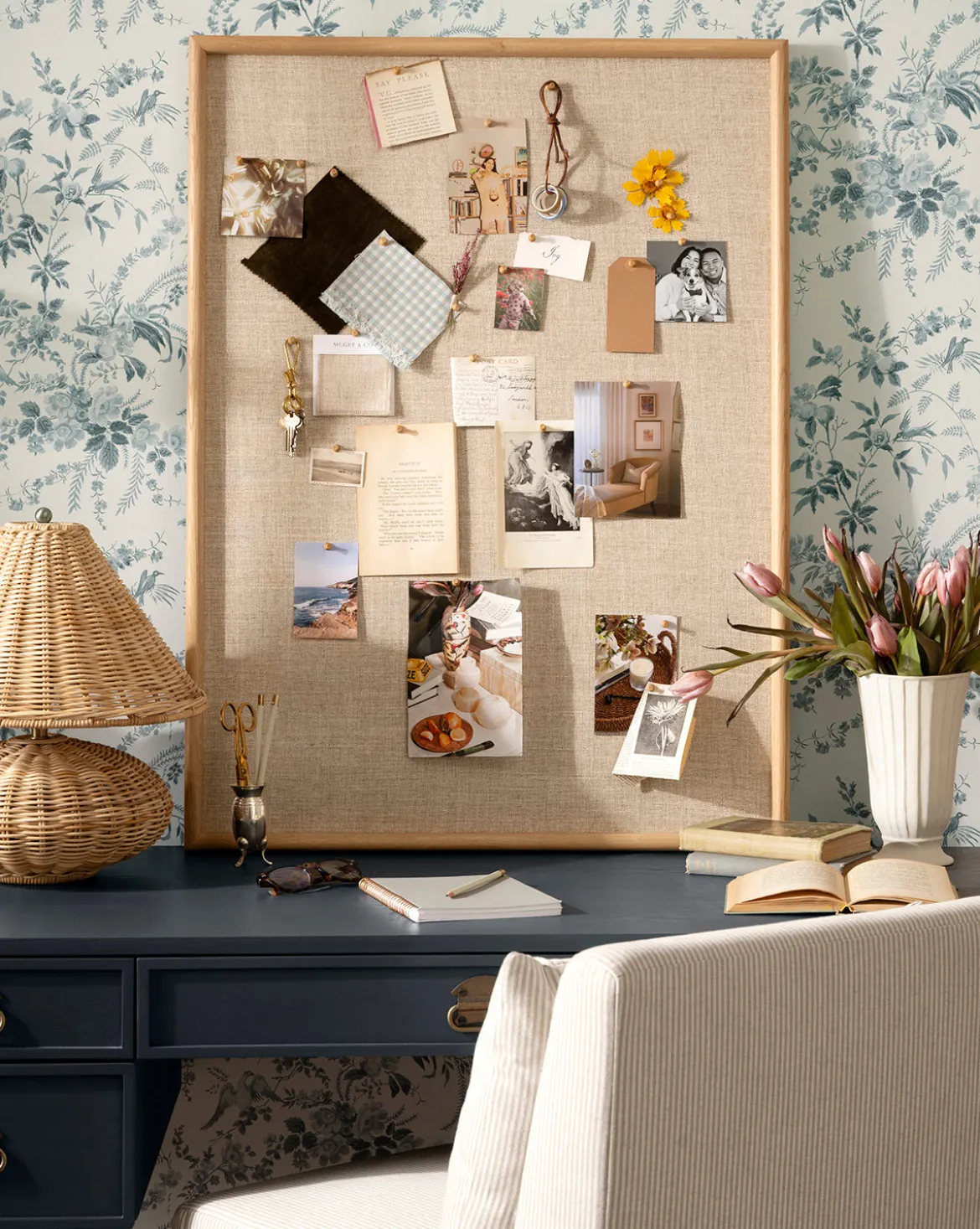 Oak & Linen Memo Board