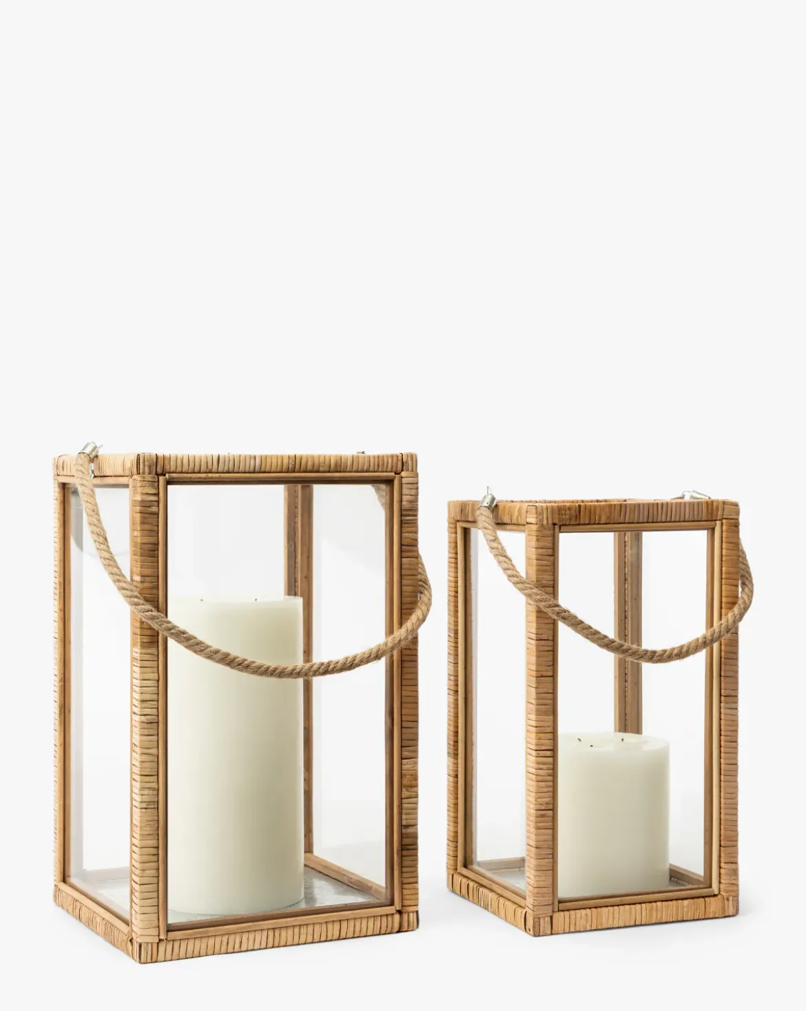 Rattan & Glass Lantern