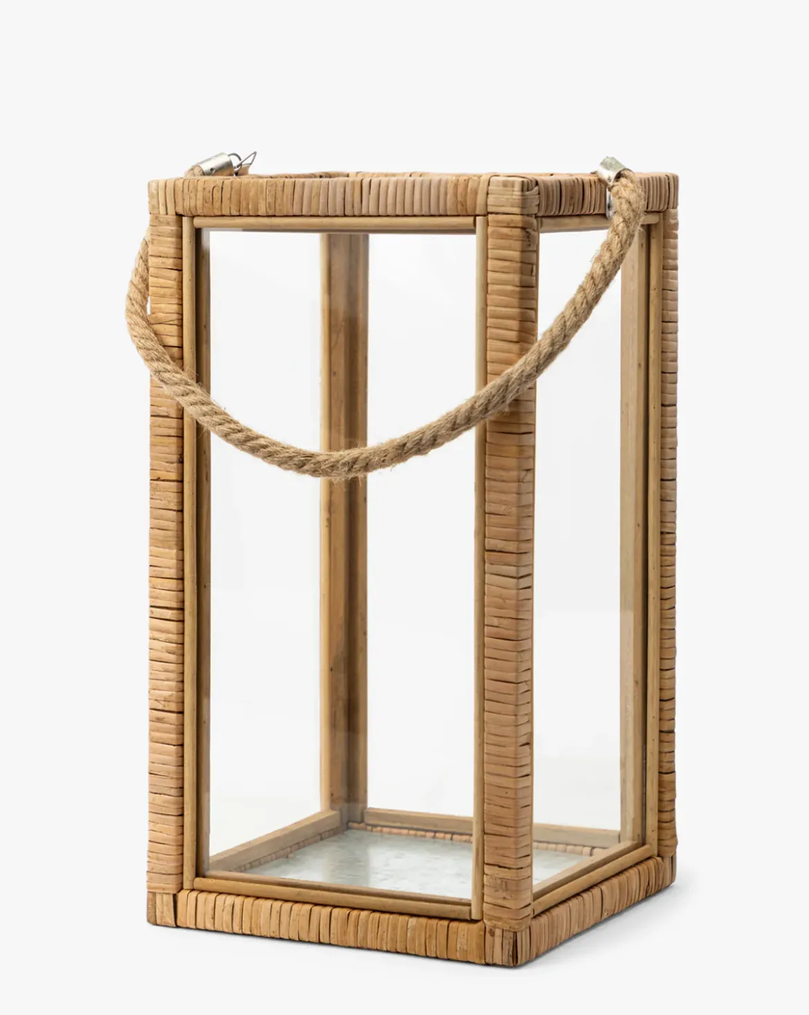 Rattan & Glass Lantern