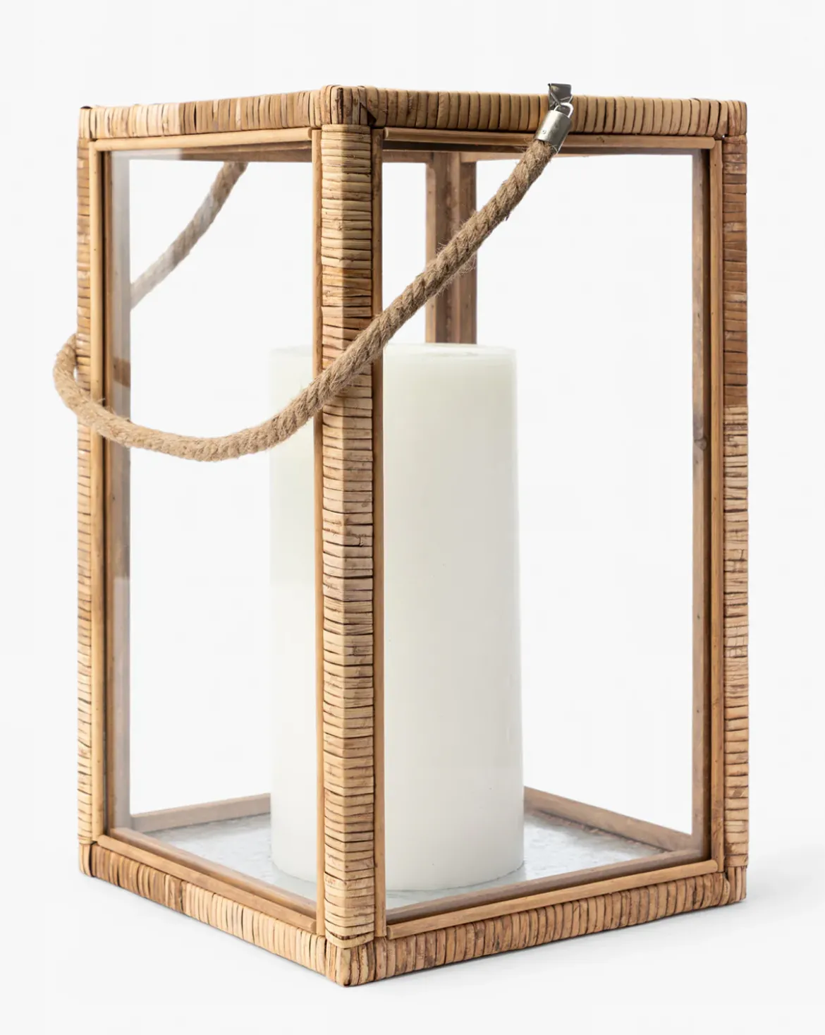 Rattan & Glass Lantern