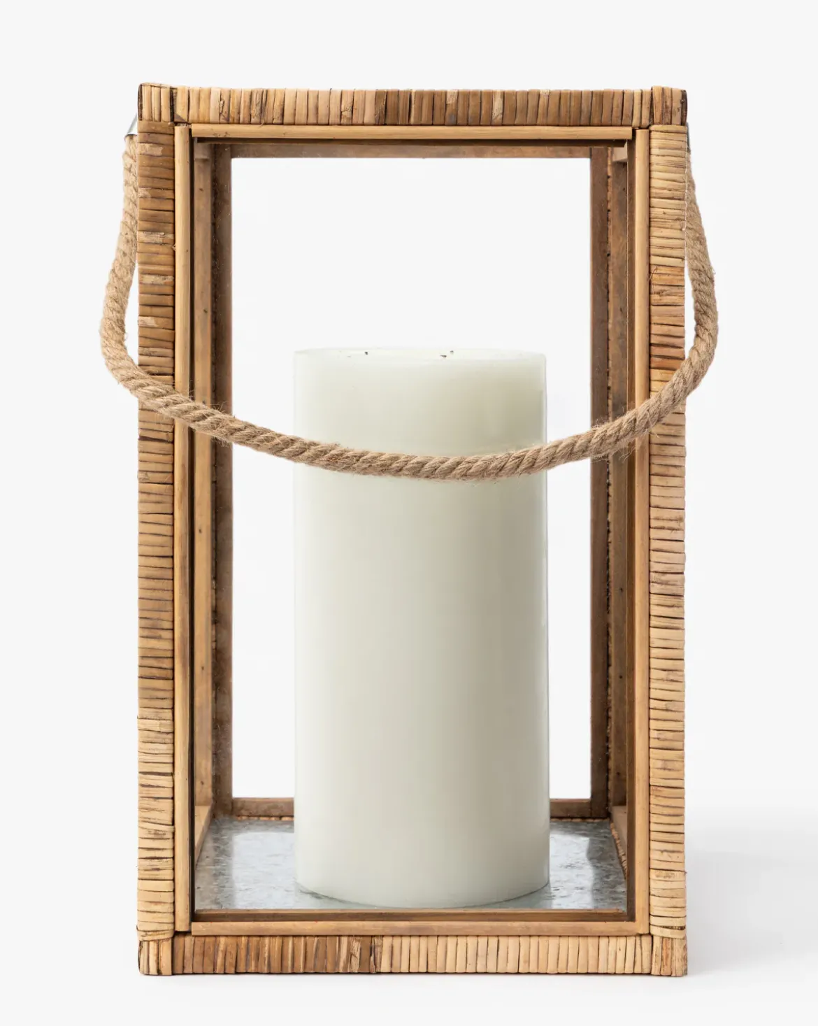 Rattan & Glass Lantern