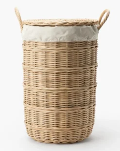 Rattan Lidded Laundry Bin
