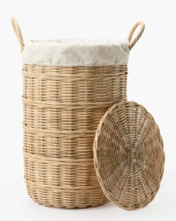 Rattan Lidded Laundry Bin