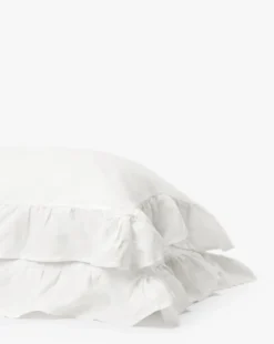 Ruffle White Linen Shams (Set of 2)