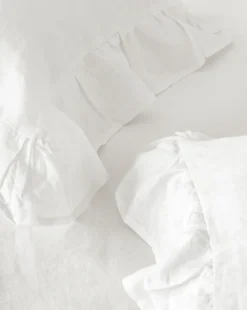 Ruffle White Linen Shams (Set of 2)
