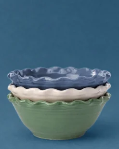 Scalloped Stoneware Bowls (Set of 3)