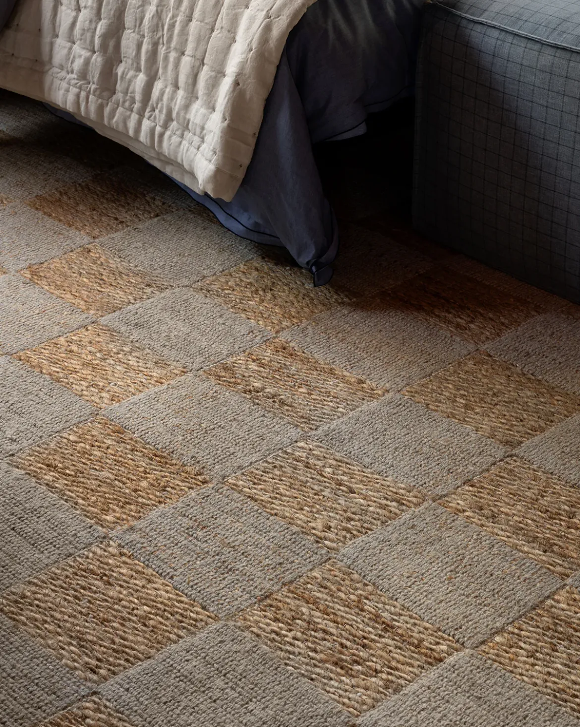 Wool & Jute Handwoven Checkered Rug