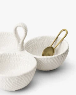 Woven Ceramic Dip Dish with Spoon