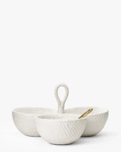 Woven Ceramic Dip Dish with Spoon